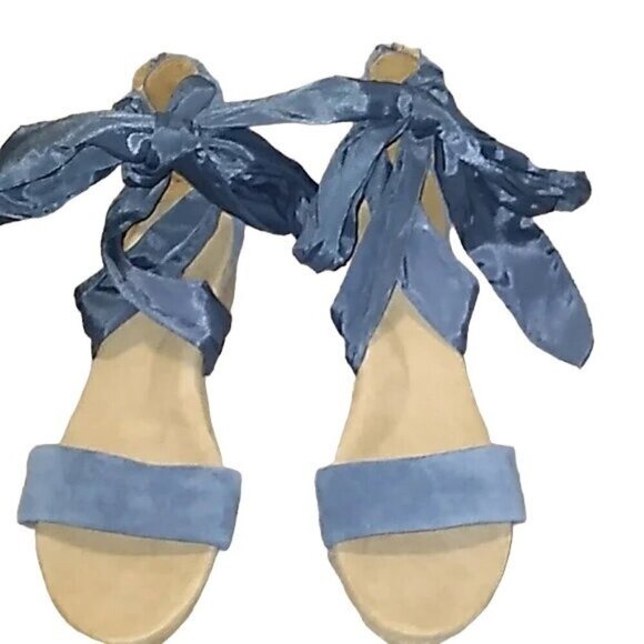 UGG Blue Espadrille Wedge Sandals - Picture 1 of 5